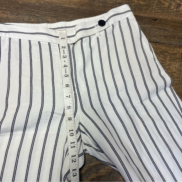 J. Jill Wide-Leg Linen Blend Pants Cream Navy Striped Coastal Preppy Womens 8 - Picture 3 of 13